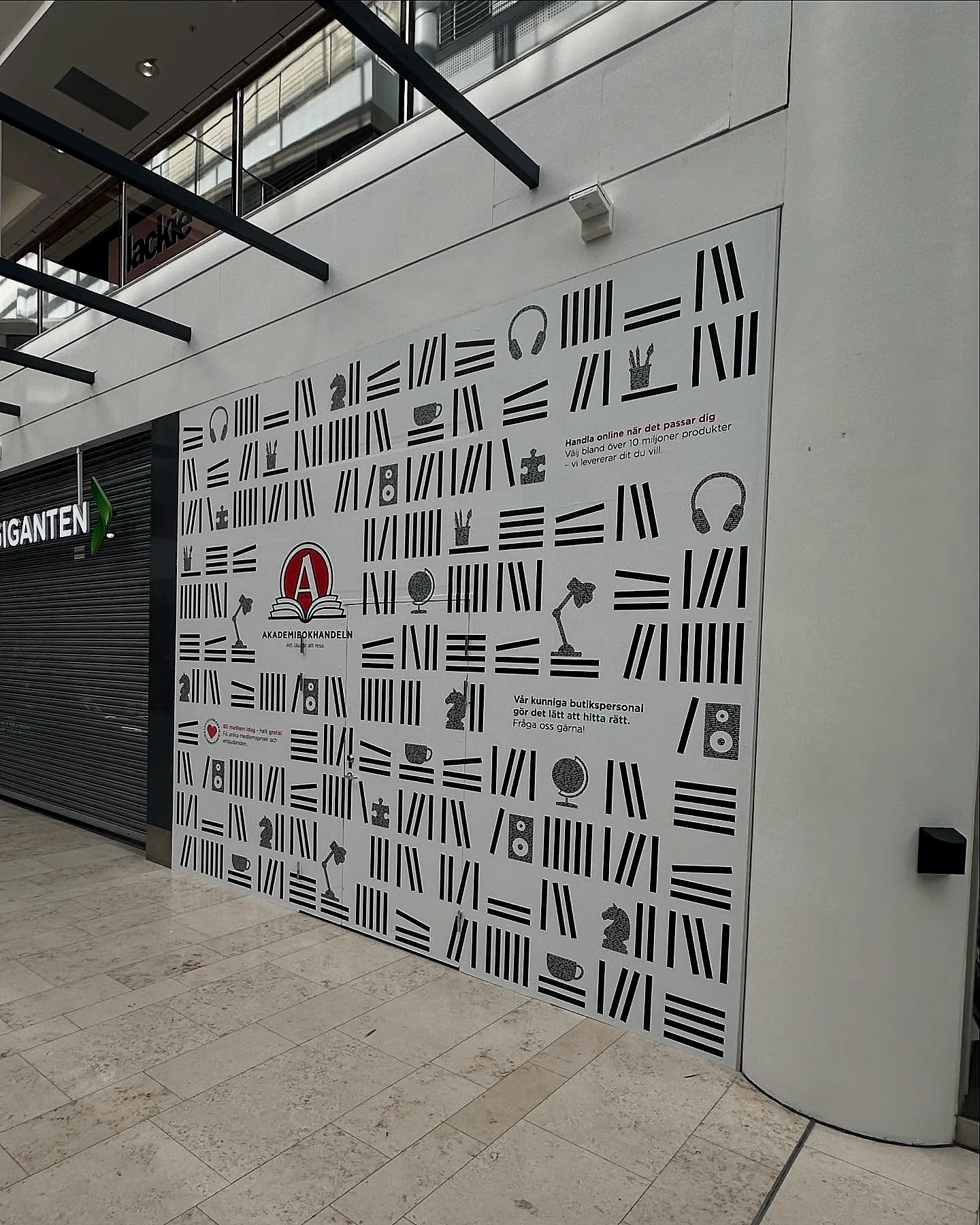Detailed graphic wall installation in a retail environment